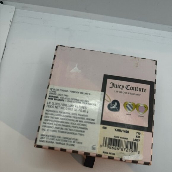 Juicy Couture NEW Vintage Y2K Enamel Heart Crystal Lip Gloss Pendant Necklace L - Picture 14 of 16